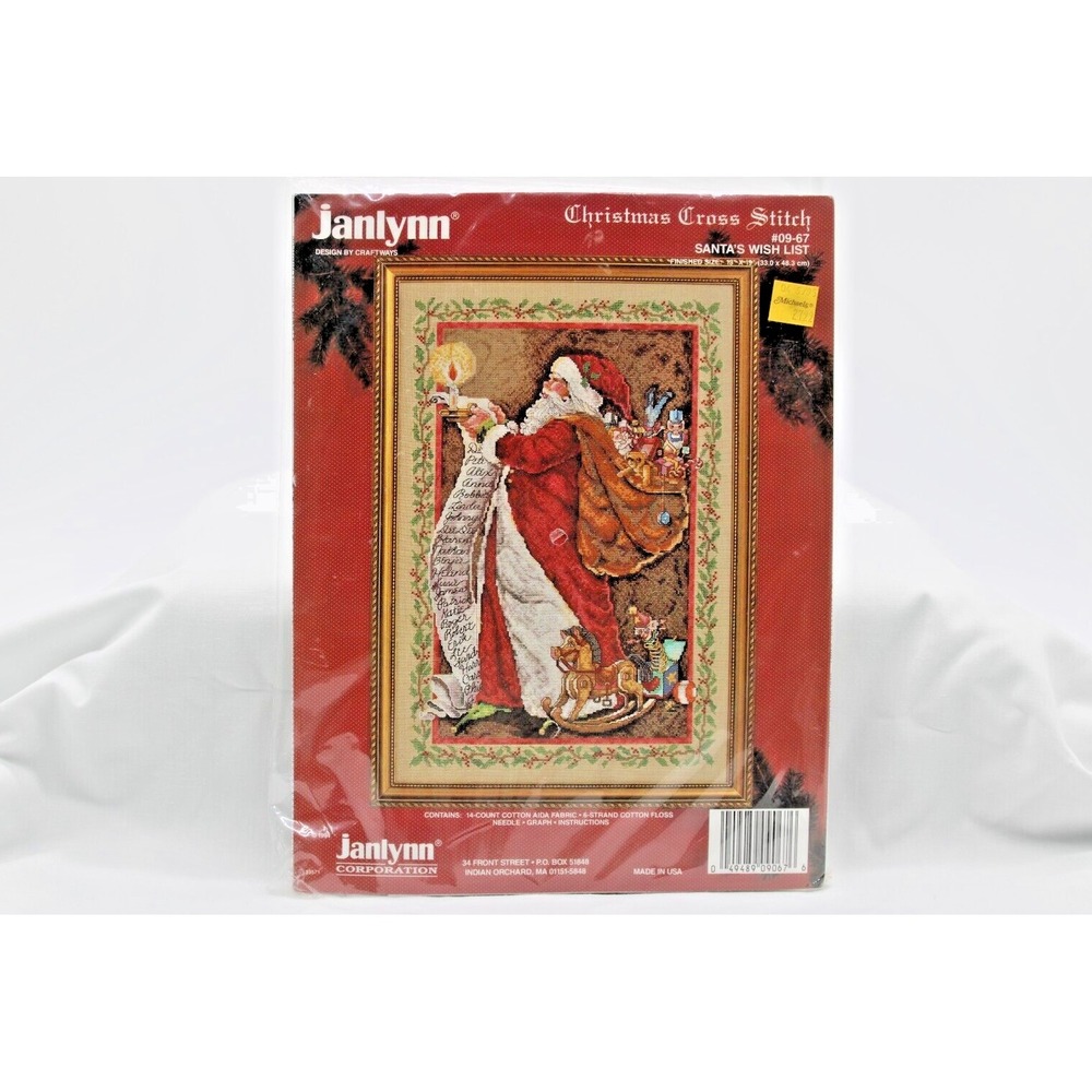 VTG 1994 Janlynn Cross‎ Stitch Kit Sealed Santa's Wish List #09-67 SEALED NOS